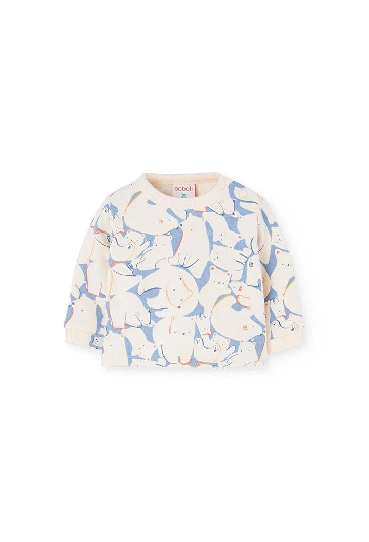Baby knit set with animal design in blue