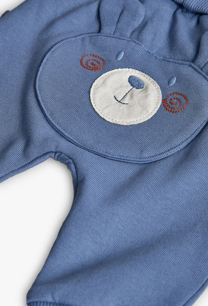 Conjunto de bebé de malha com animais em azul