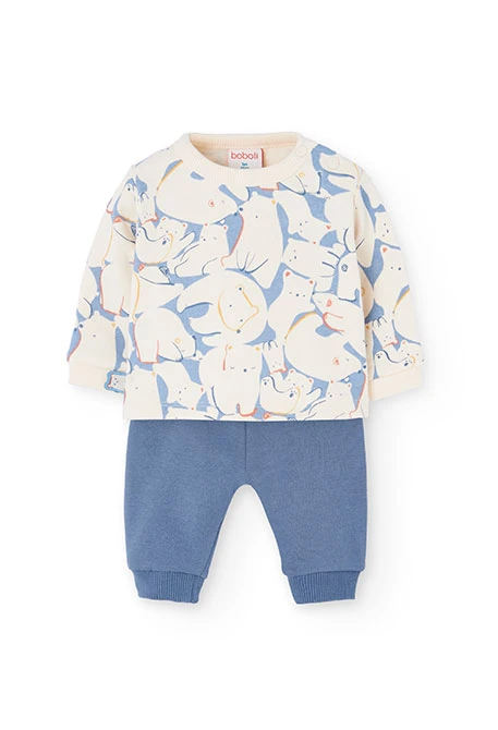 Strick-Babysatz mit Tiermotiven in Blau