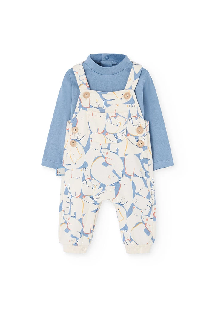 Completo per neonato in maglia con animali blu