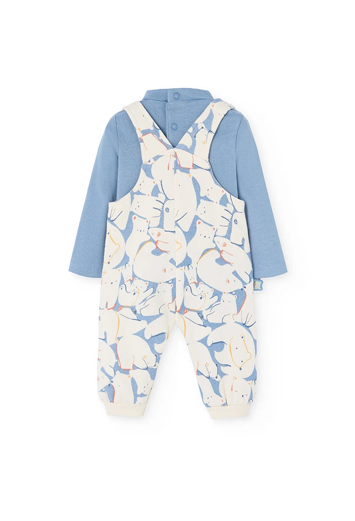 Completo per neonato in maglia con animali blu