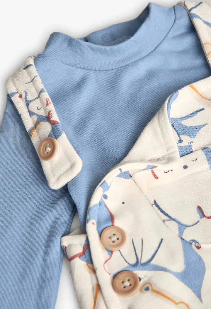 Blue knit baby set with animals