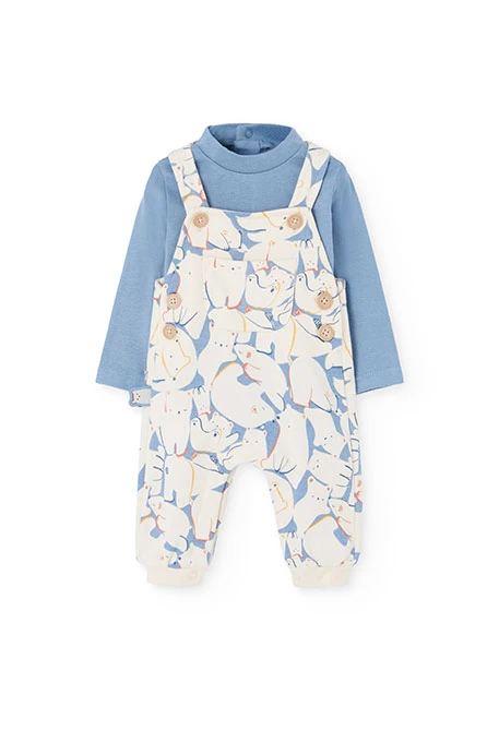 Completo per neonato in maglia con animali blu