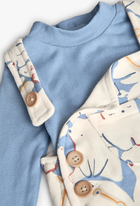 Conjunto de bebé de malha com animais azul