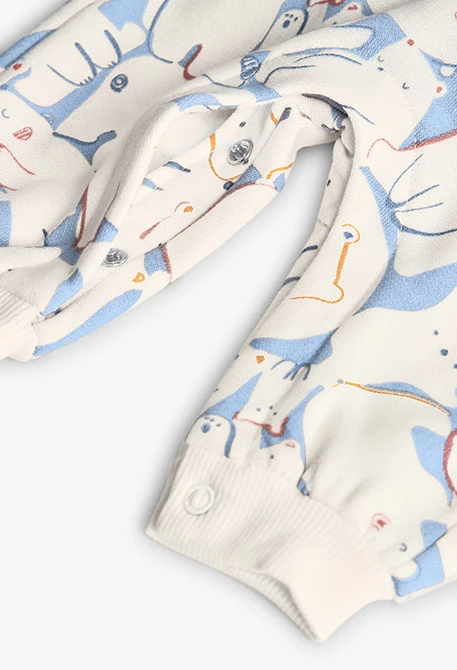 Blue knit baby set with animals