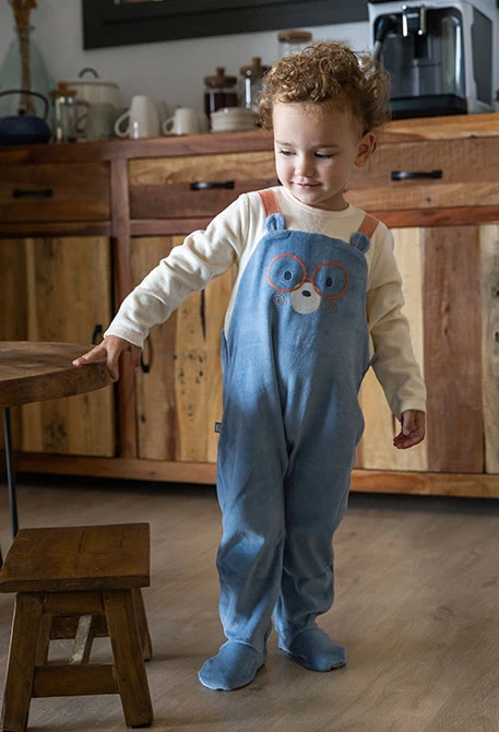 Grey animal velvet baby sleepsuit