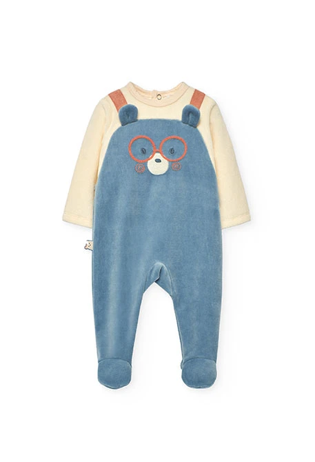 Pyjama en velours animal gris pour bébé