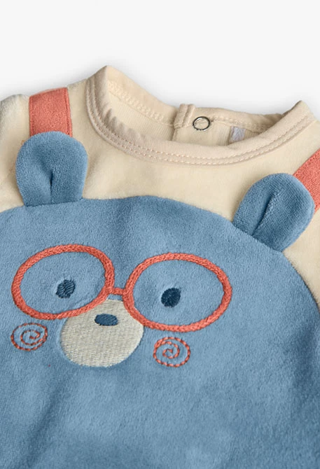 Pyjama en velours animal gris pour bébé