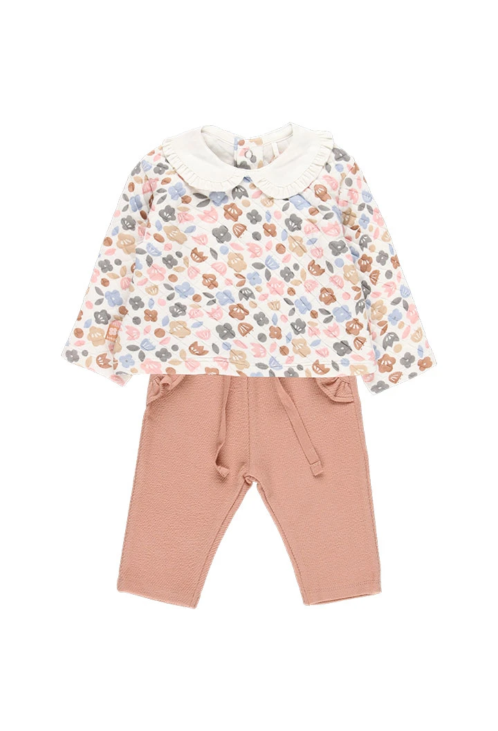 Ensemble maille bébé fille imprimé fleurs rose