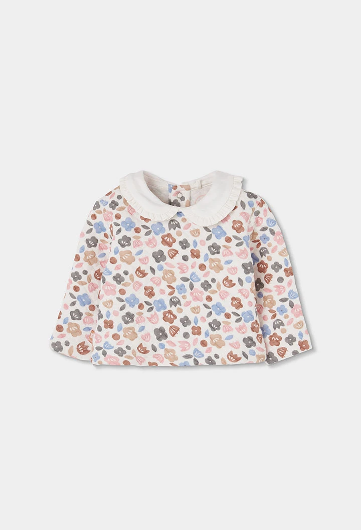 Completo in maglia neonata bambina stampa fiori rosa