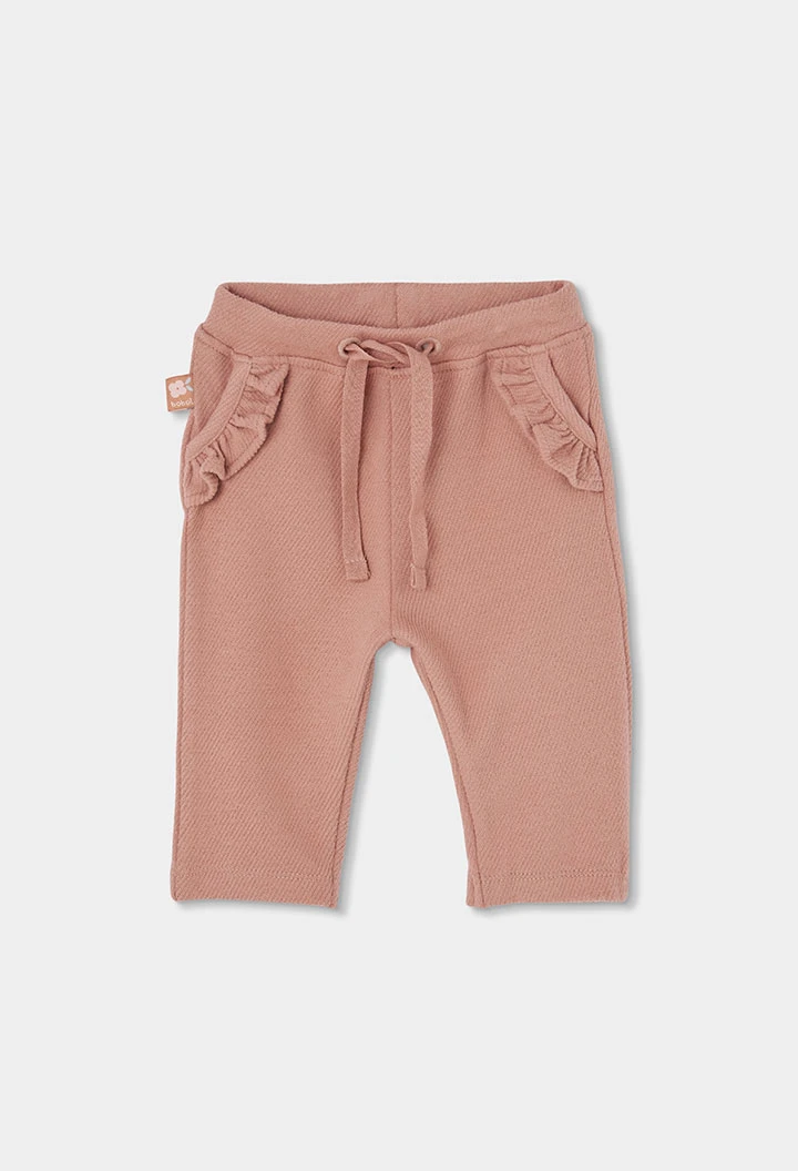 Conjunto punto bebé niña estampado flores rosa
