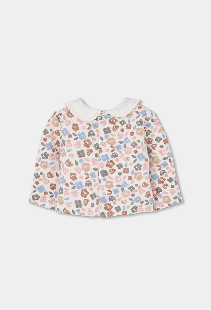 Pink floral print baby girl knitted set