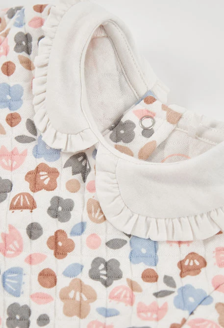Conjunto punto bebé niña estampado flores rosa