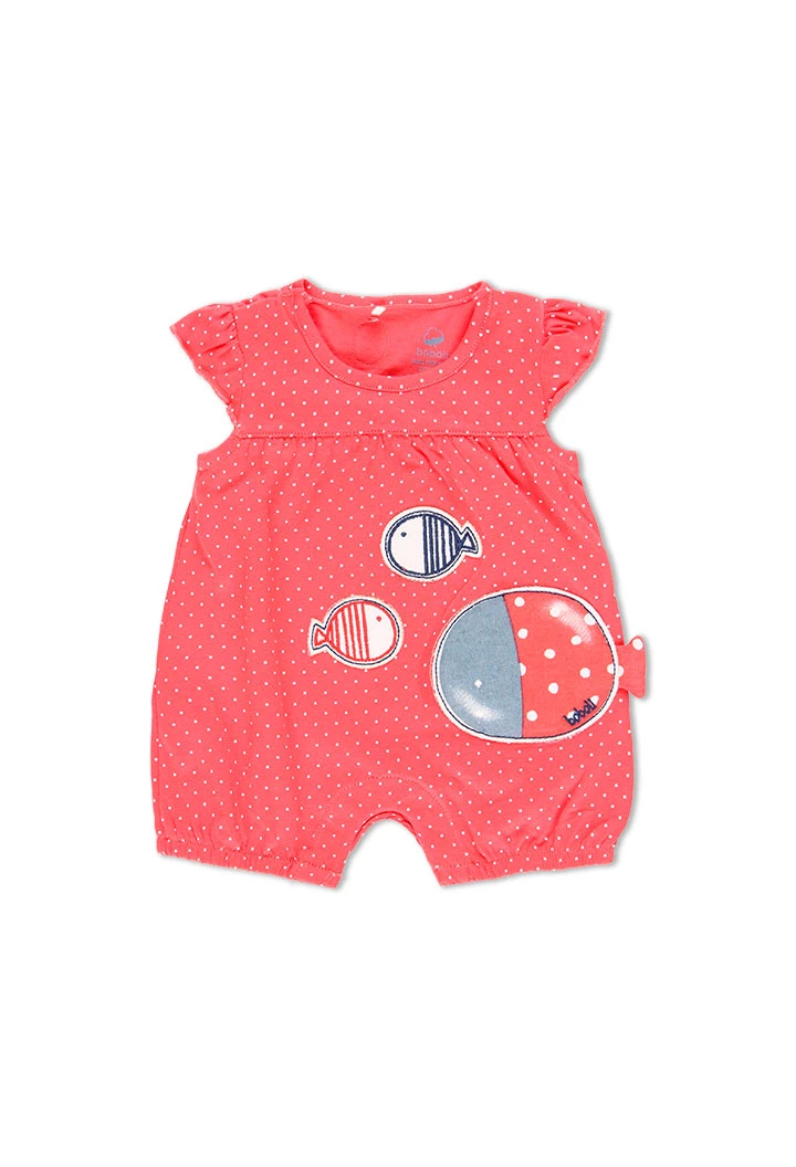 Grenouillère en tricot a petits pois pour bébé fille
