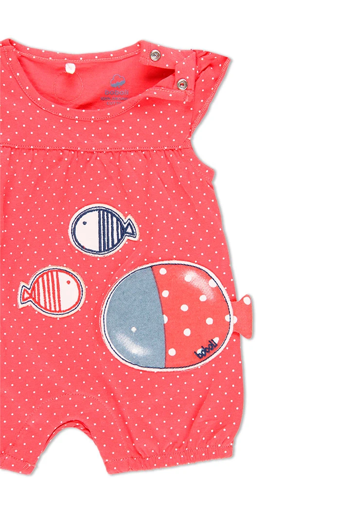 Grenouillère en tricot a petits pois pour bébé fille