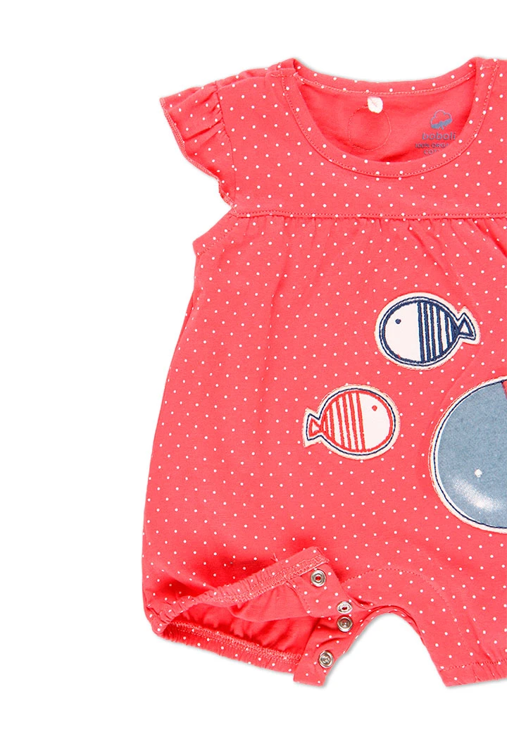 Grenouillère en tricot a petits pois pour bébé fille