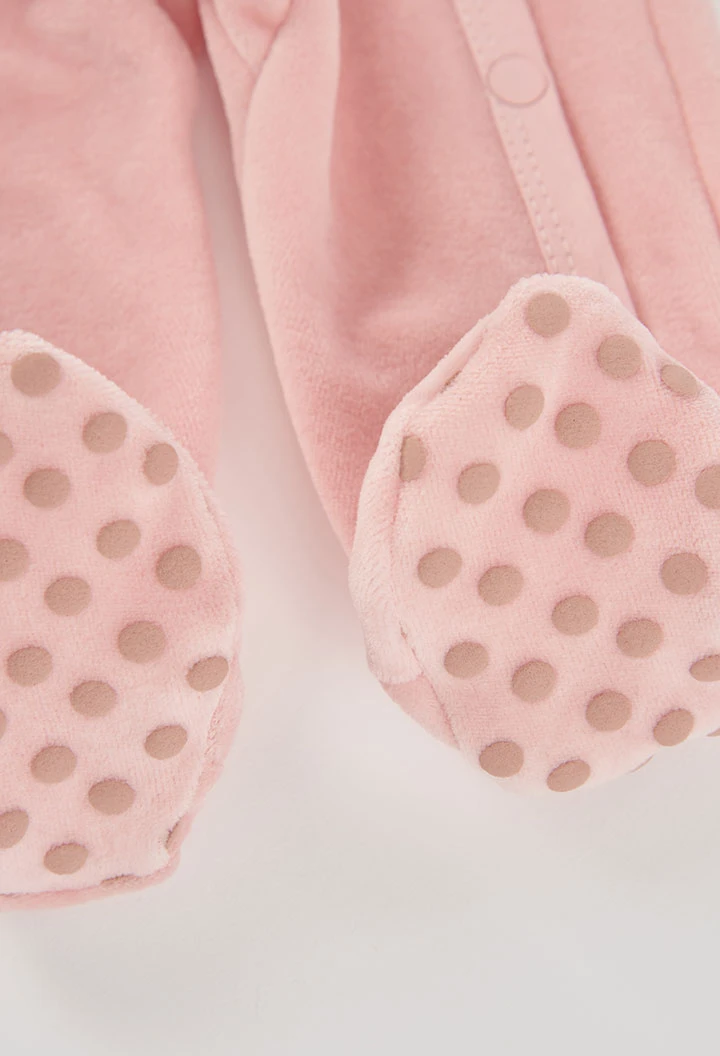 Macacão bebé menina rosa bordado de corujas