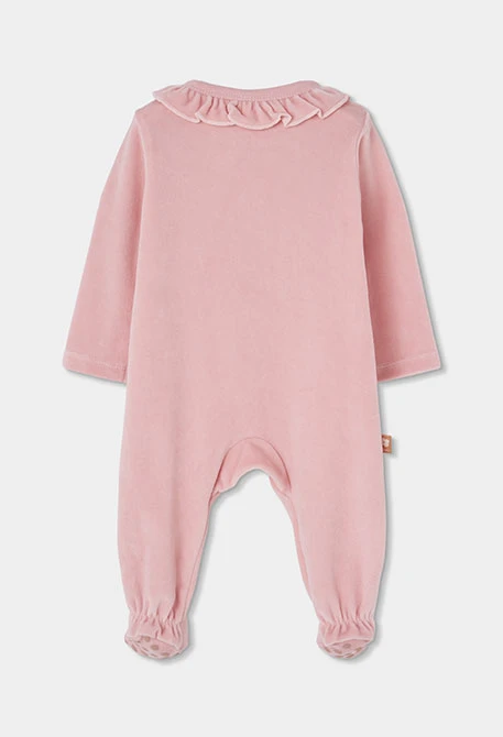 Baby girl pink sleepsuit with owl embroidery