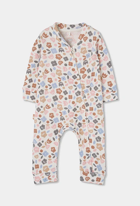 Pelele bebé estampado flores multicolor cremallera