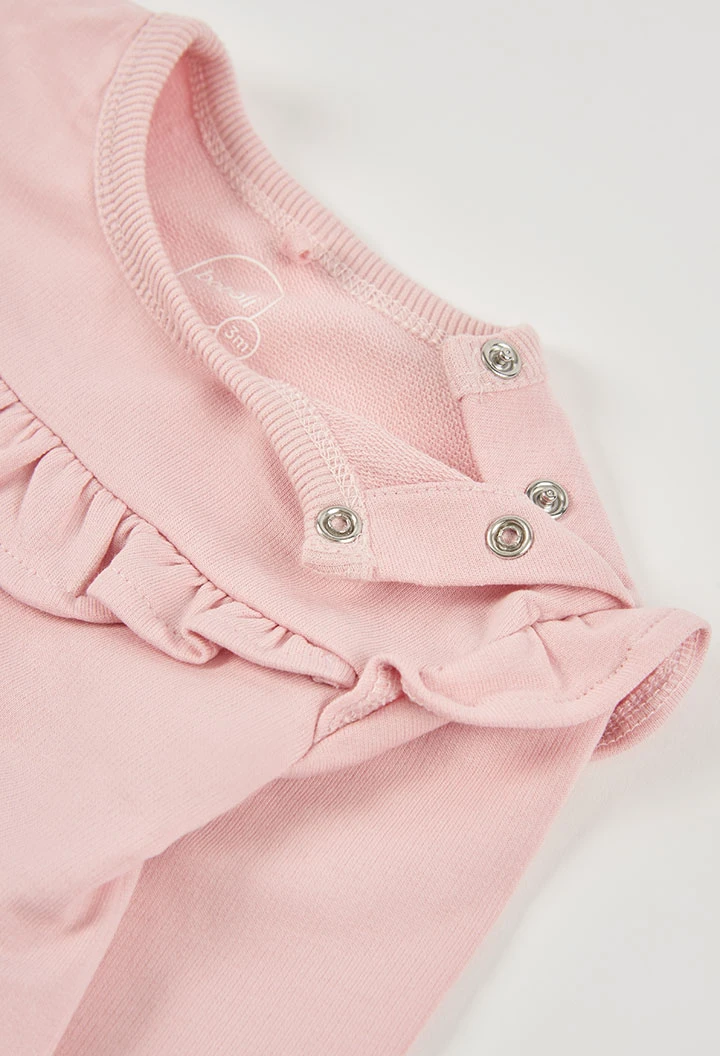 Conjunto de malha bebé menina rosa estampado flores