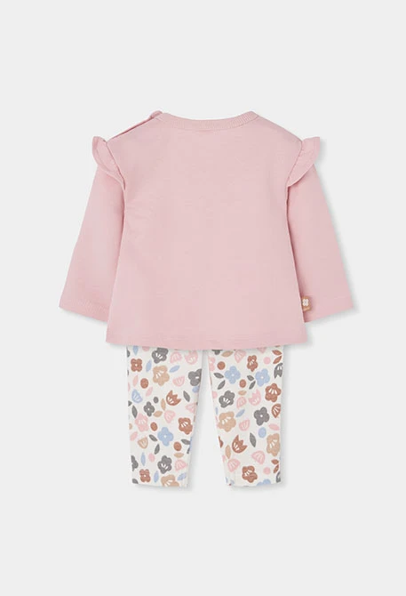 Conjunto punto bebé niña rosa estampado flores