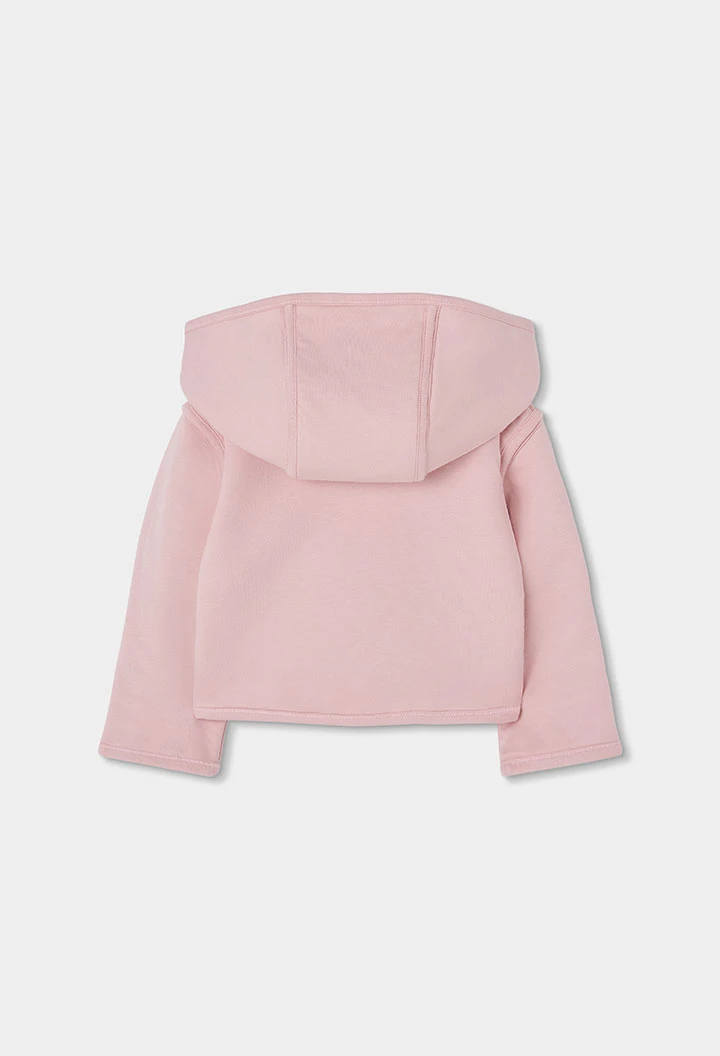 Wendbare Strickjacke für Babys in Rosa mit Blumenmuster