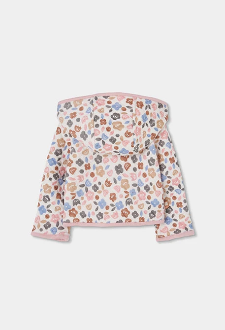 Wendbare Strickjacke für Babys in Rosa mit Blumenmuster