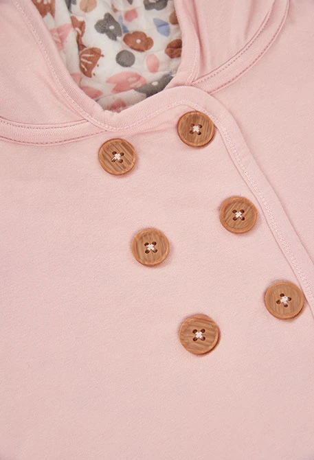 Baby pink reversible knitted jacket with floral print
