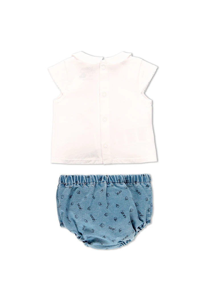 Pack en tricot bi matiere pour bébé fille