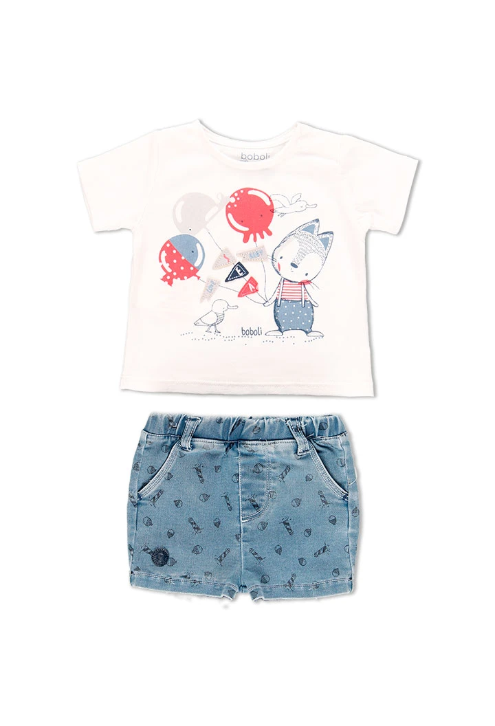 Pack en tricot bi matiere pour bébé garçon