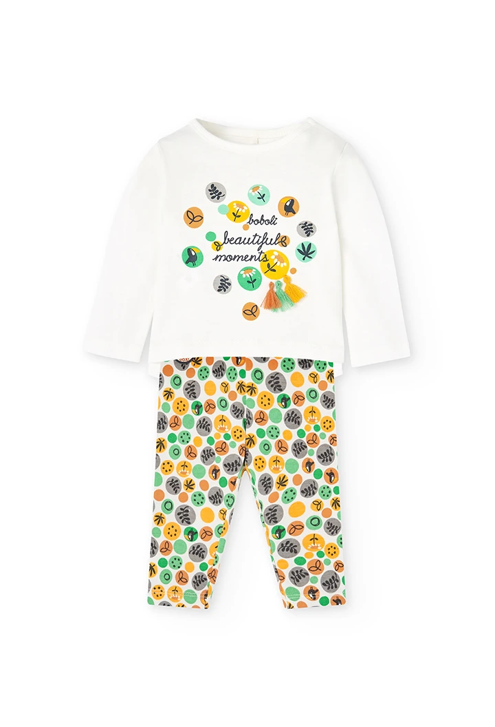 Pack en tricot bi matiere pour bébé fille