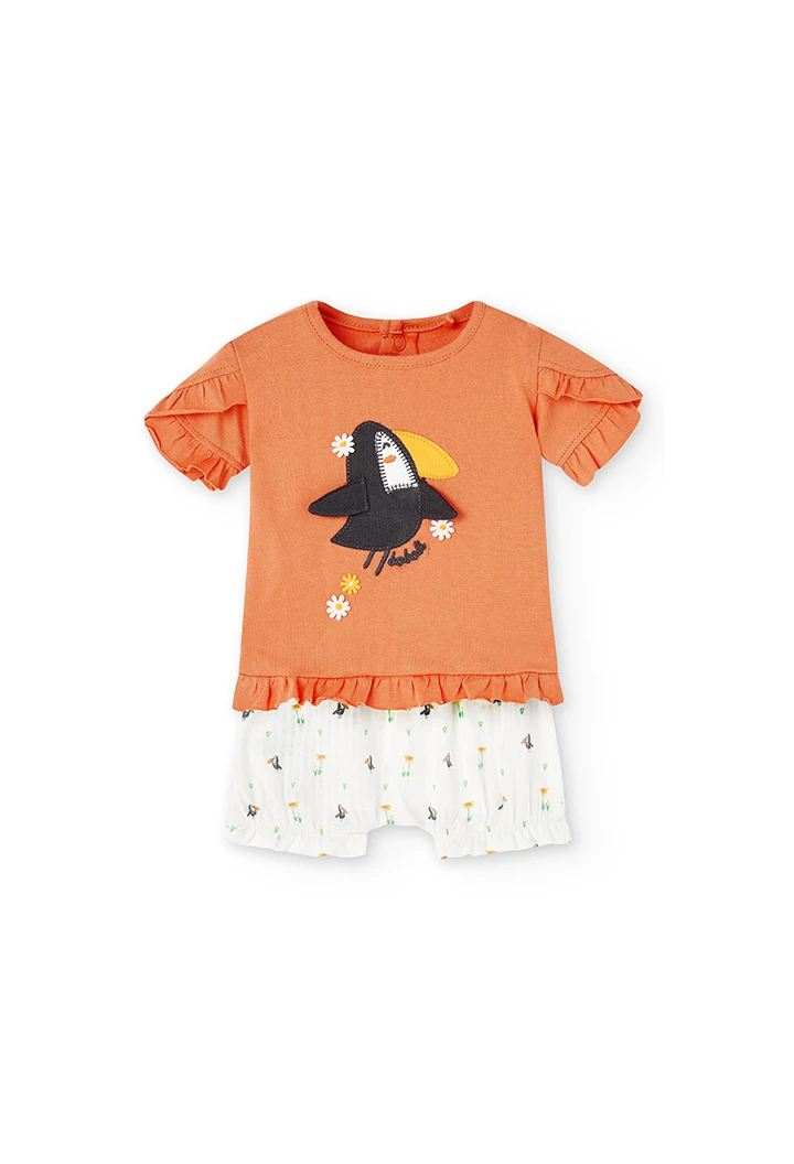 Pack en tricot bi matiere pour bébé fille