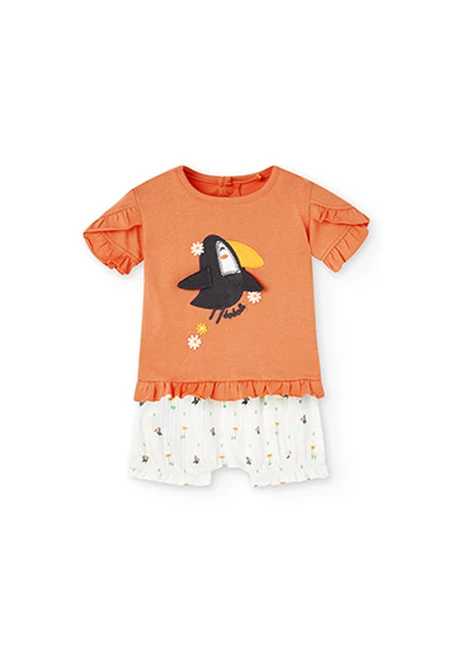 Pack en tricot bi matiere pour bébé fille