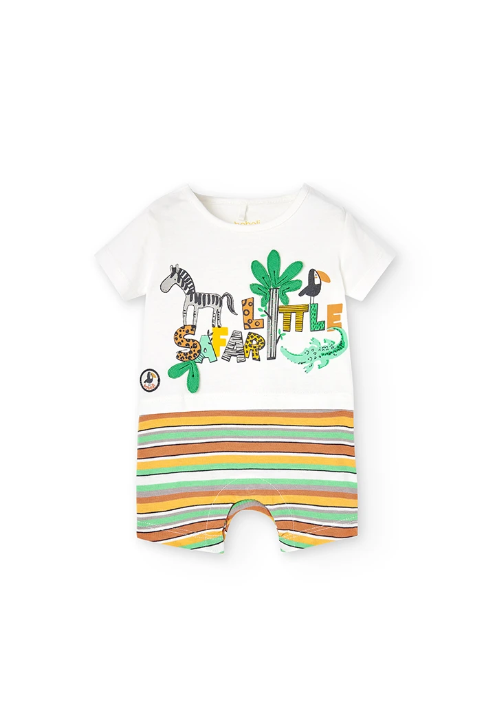 Grenouillère en tricot bi matiere pour bébé