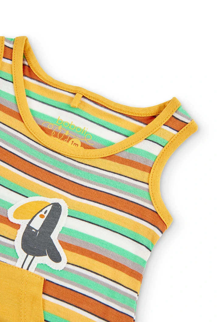 Grenouillère en tricot à rayures pour bébé