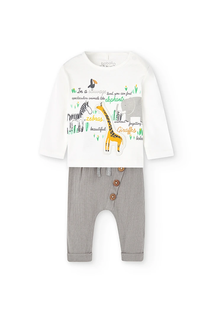 Pack en tricot bi matiere pour bébé garçon