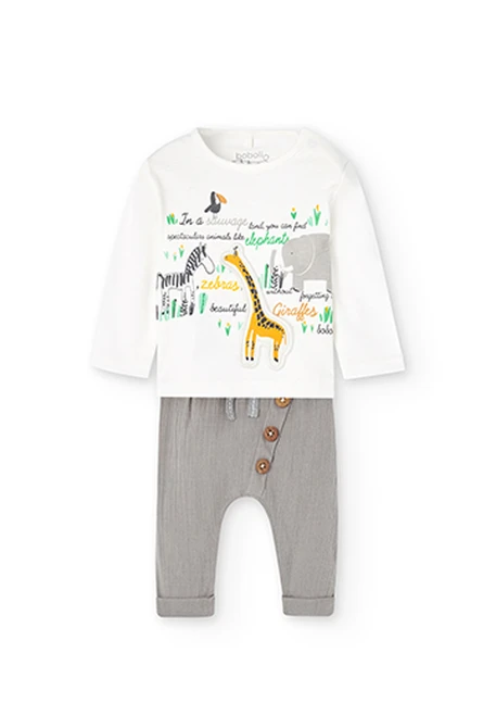 Pack en tricot bi matiere pour bébé garçon
