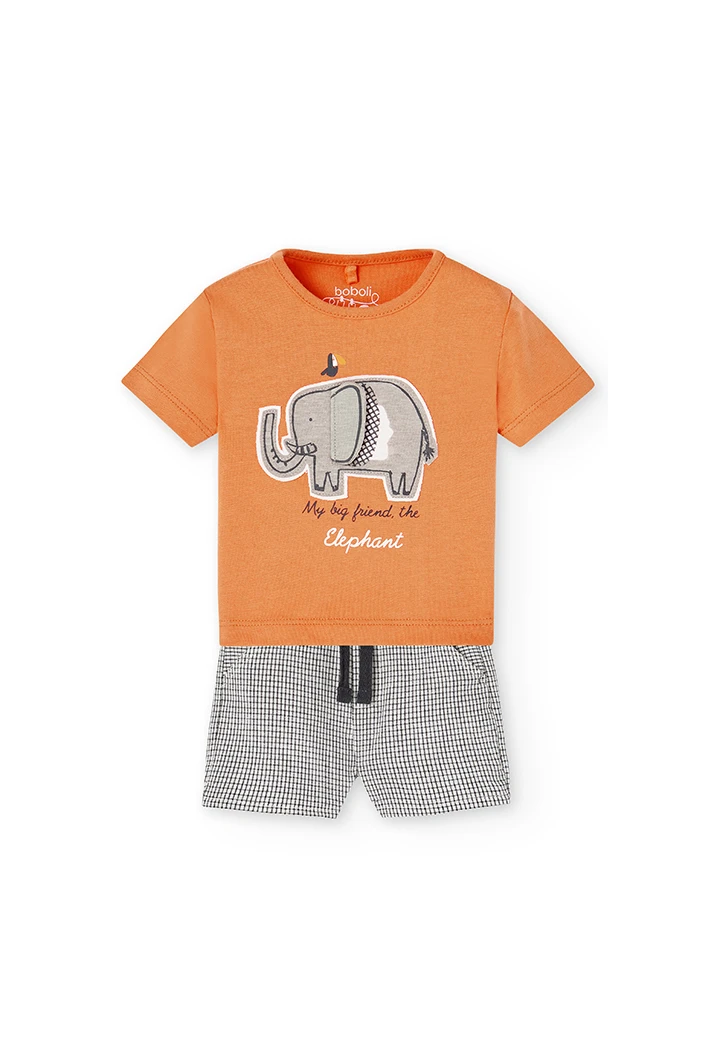 Pack en tricot bi matiere pour bébé garçon