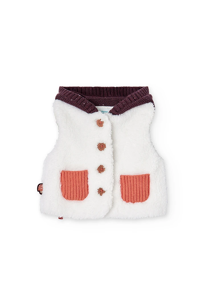 Gilet simili fourrure à capuche pour bébé