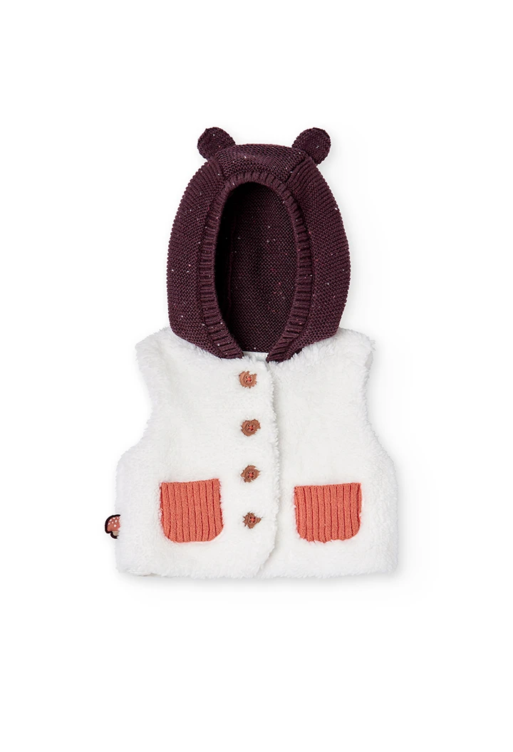 Gilet simili fourrure à capuche pour bébé