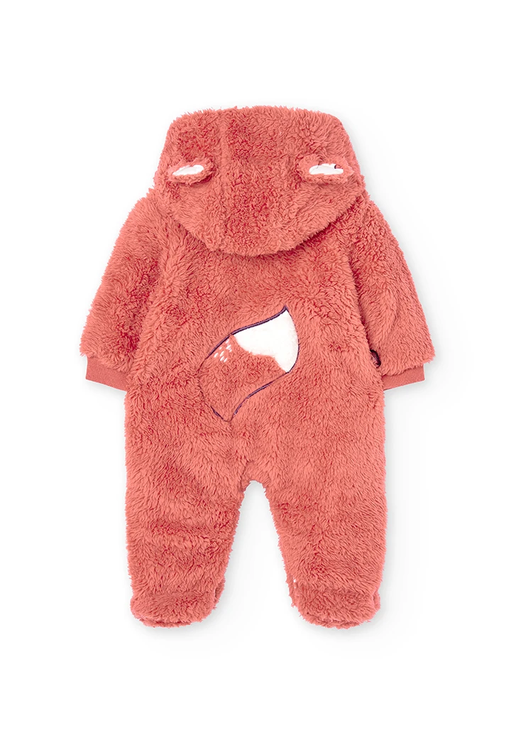 Grenouillère simili fourrure à capuche pour bébé