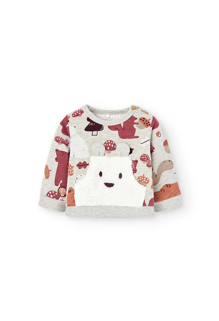 Sweatshirt felpa com bolso do bébé -BCI