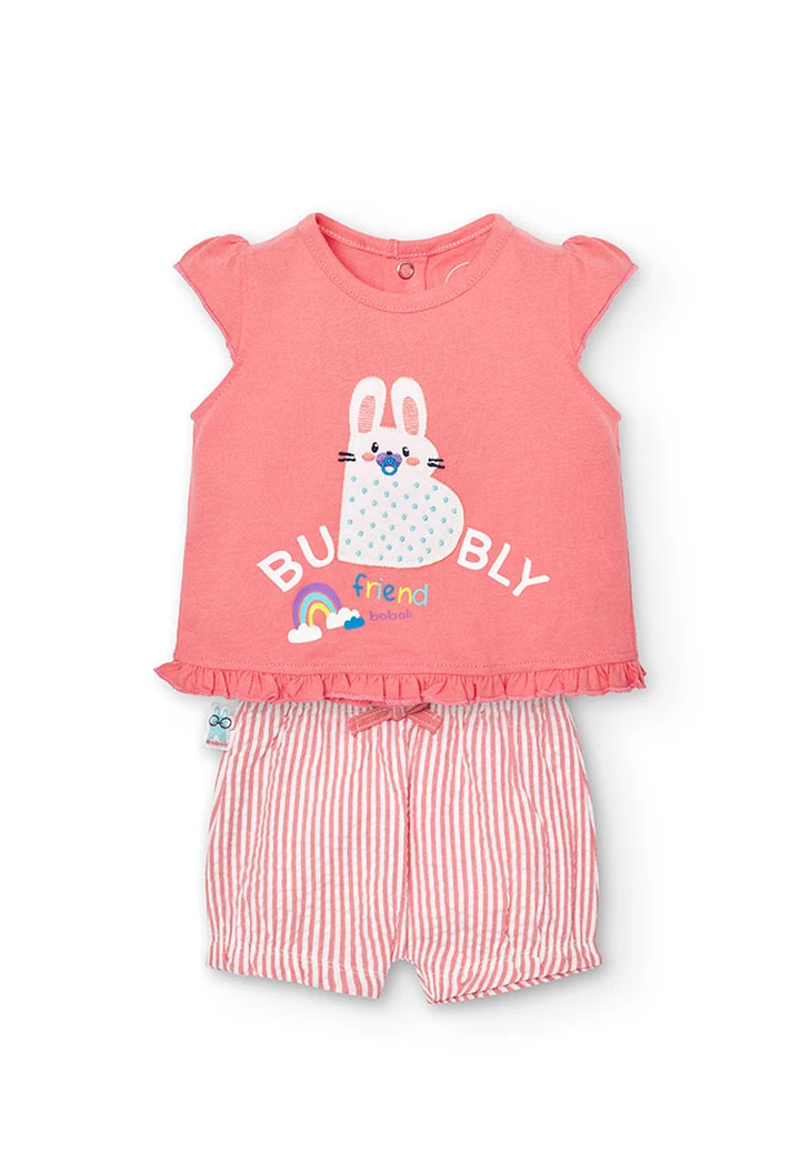 Pack bébé fille en maille combinée rose