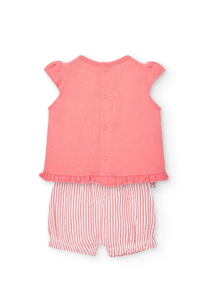 Pack bébé fille en maille combinée rose