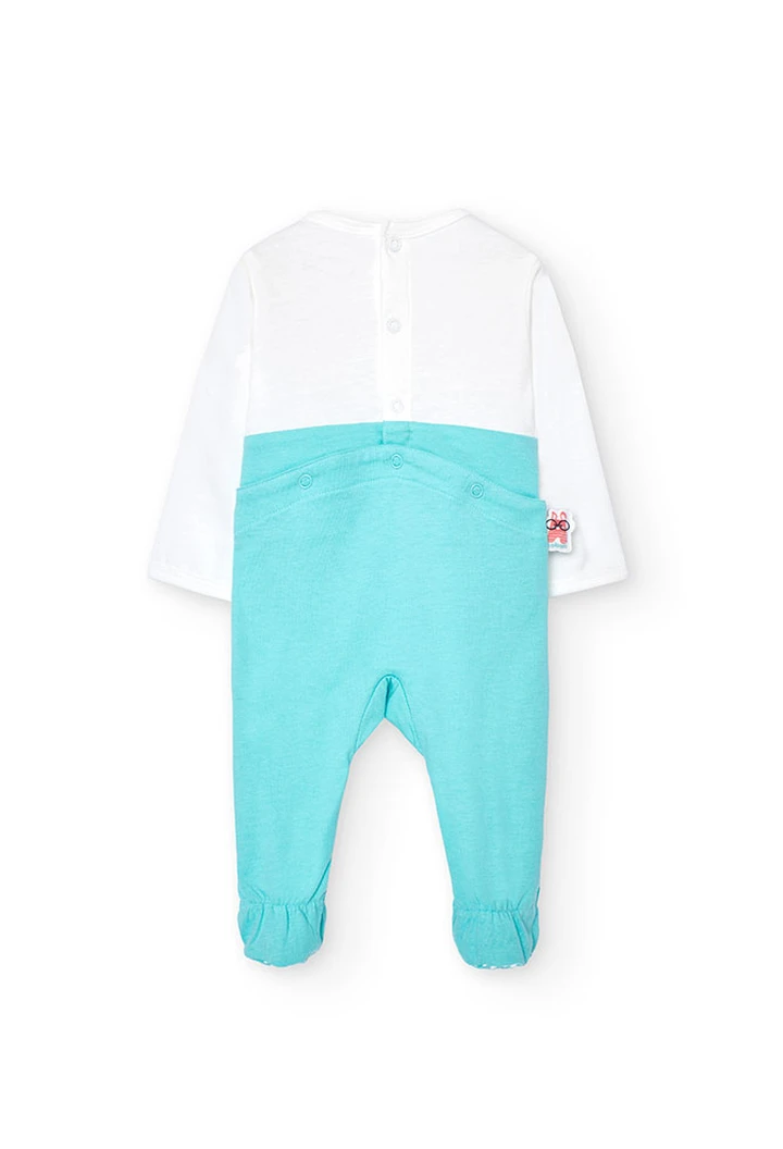 Grenouillère bébé tricotée bicolore en vert
