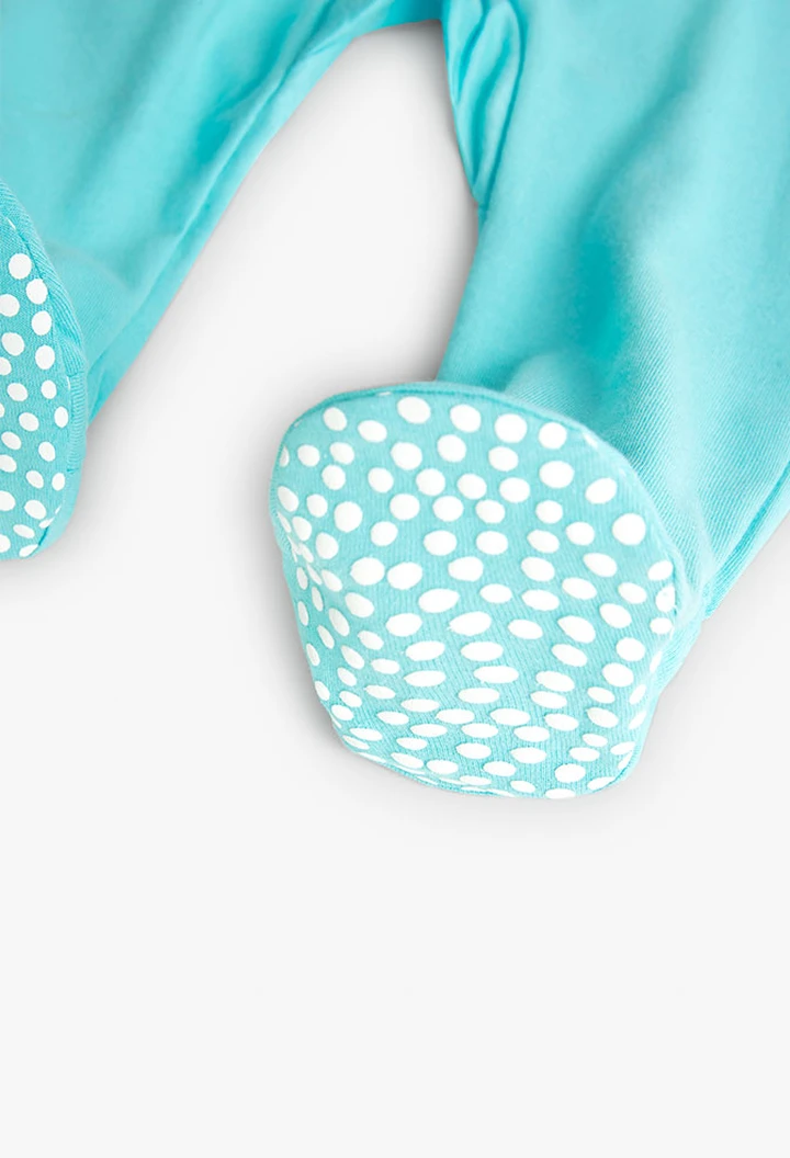 Grenouillère bébé tricotée bicolore en vert