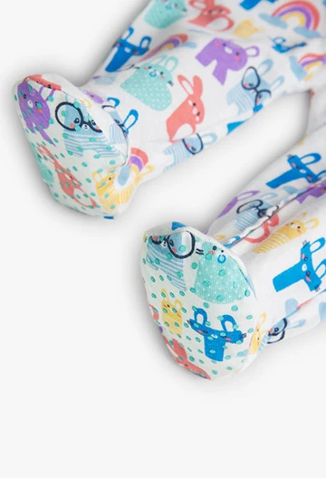 Strick-Strampler mit Aufdruck für Babies, in Farbe Ecru