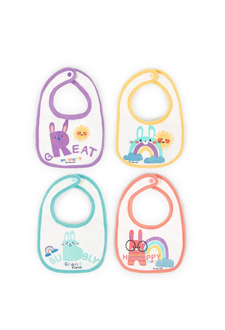 Pack 4 bavoirs bébé blancs