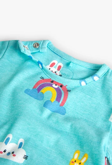 Grenouillère tricotée imprimée pour bébé