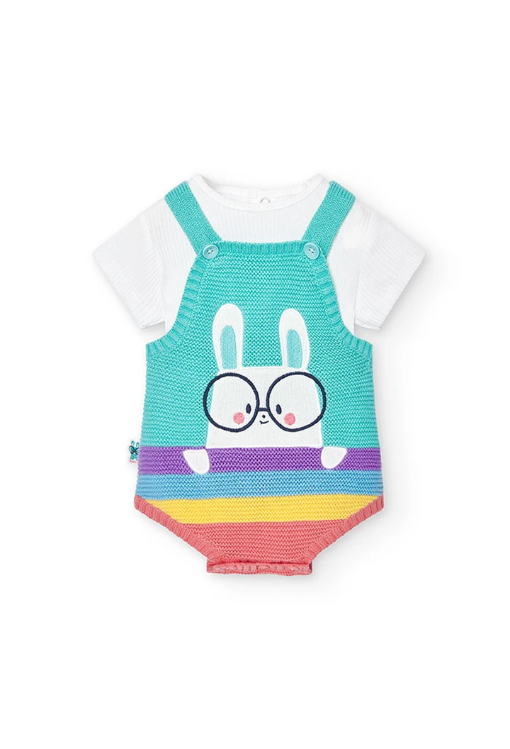 Pack pour bébé garçon vert en maille combinée